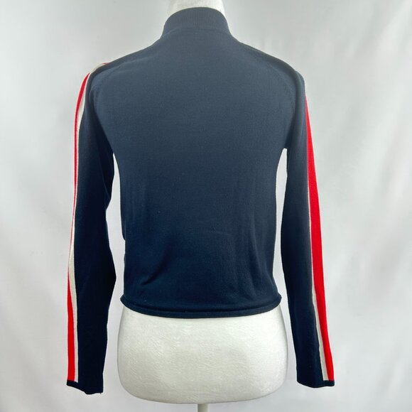 H&M Retro Navy Blue Sweater with Red & White Side Stripes – Small - Picture 5 of 9